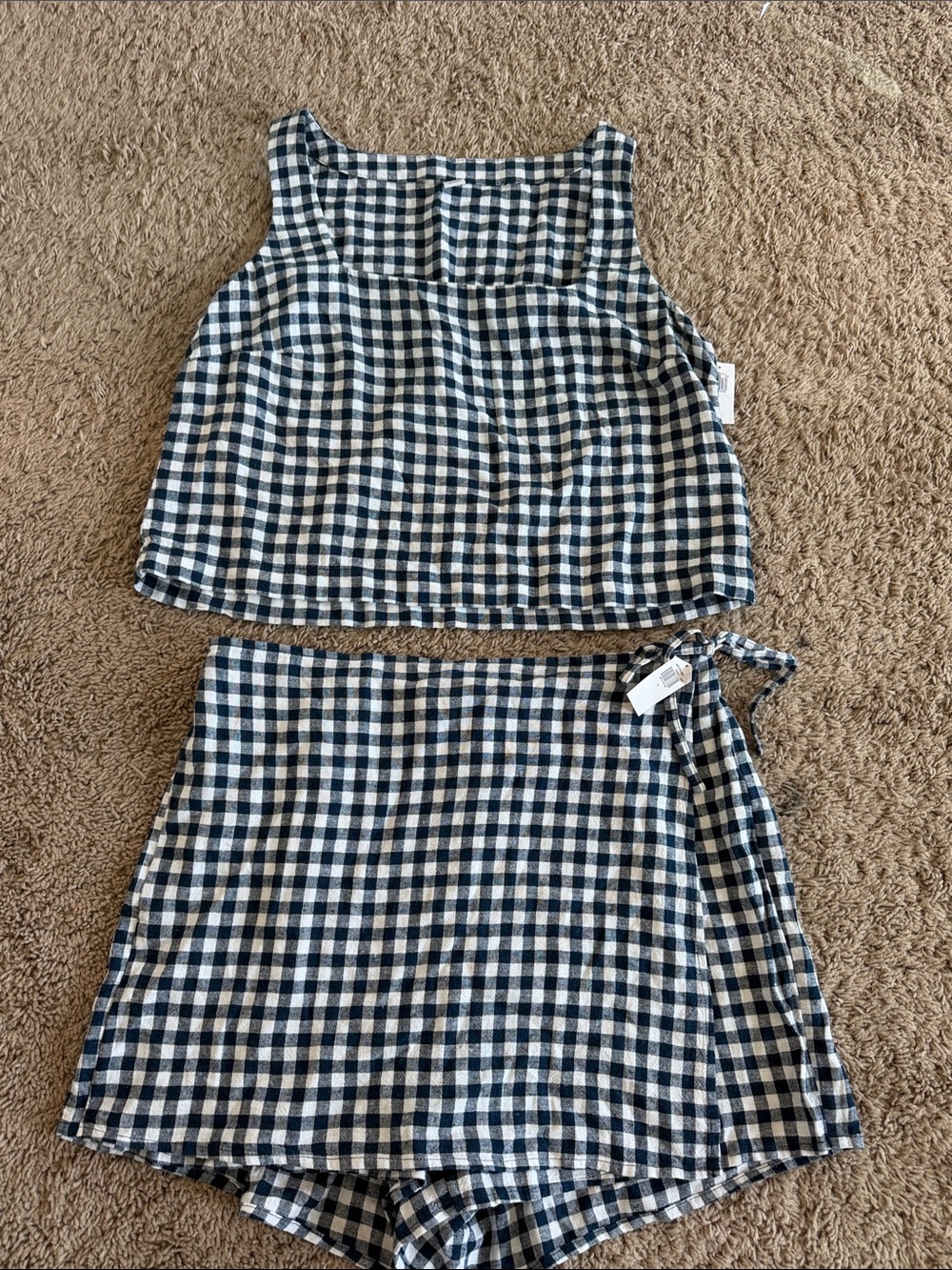 Old Navy Navy and White Gingham Two-Piece Casual Set